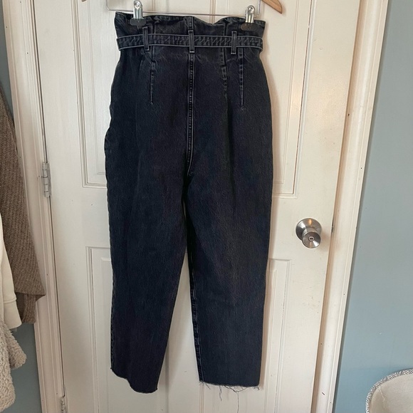 Abercrombie Paperbag Mom Jeans Washed Black Size 28 90s y2k Denim Tapered Leg - Picture 7 of 9